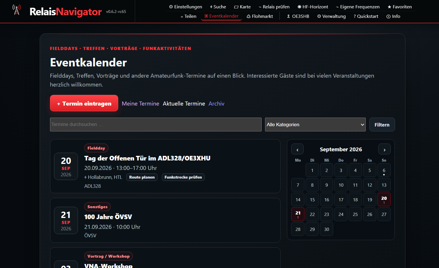 Eventkalender des RelaisNavigators