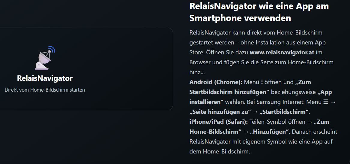 RelaisNavigator auf dem Smartphone